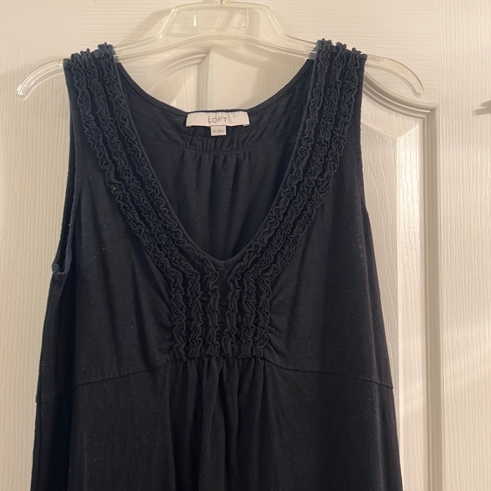 LOFT black cotton shift dress. Size M